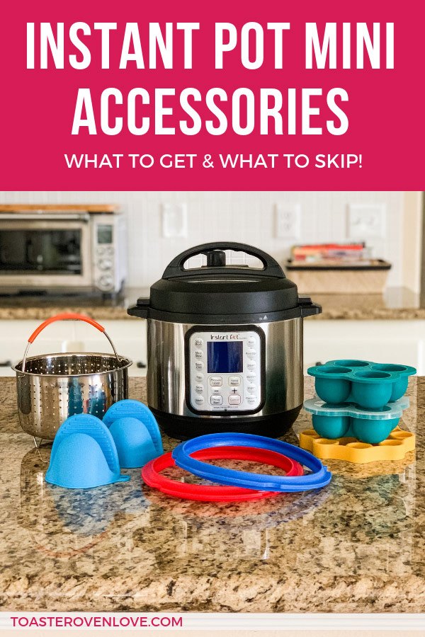 3-Quart Instant Pot on a kitchen counter surrounded by accessories.