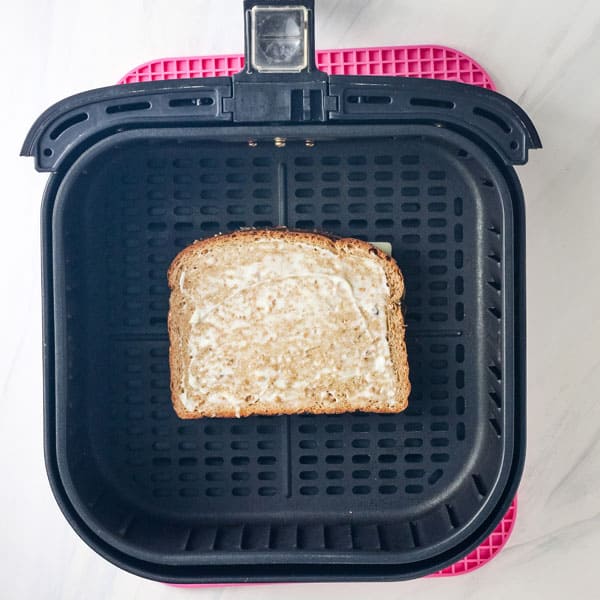 Assembled sandwiched in drawer of a heated air fryer.