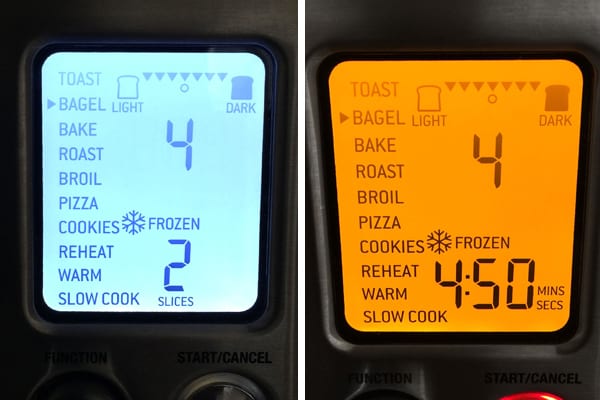 Frozen bagel settings on the Breville Smart Oven Pro.
