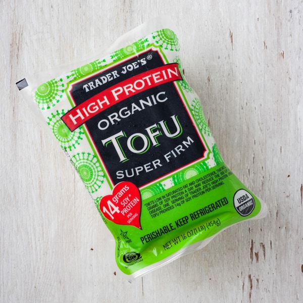 A package of super firm tofu from Trader Joe's.